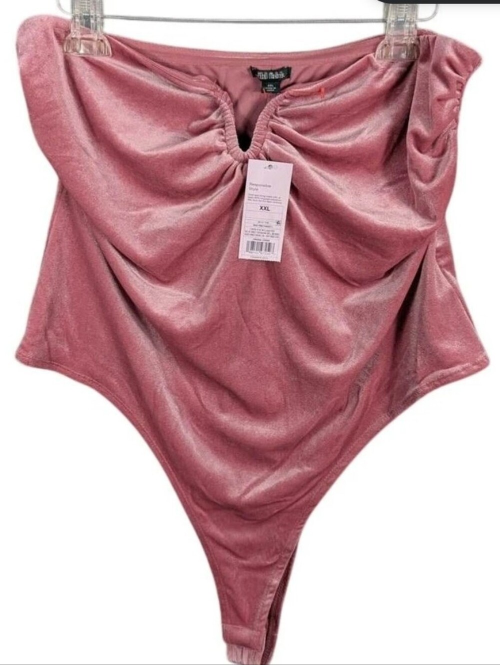 Wild Fable Woman's XXL Dusty Rose Velvet Ruched Strapless Bodysuit